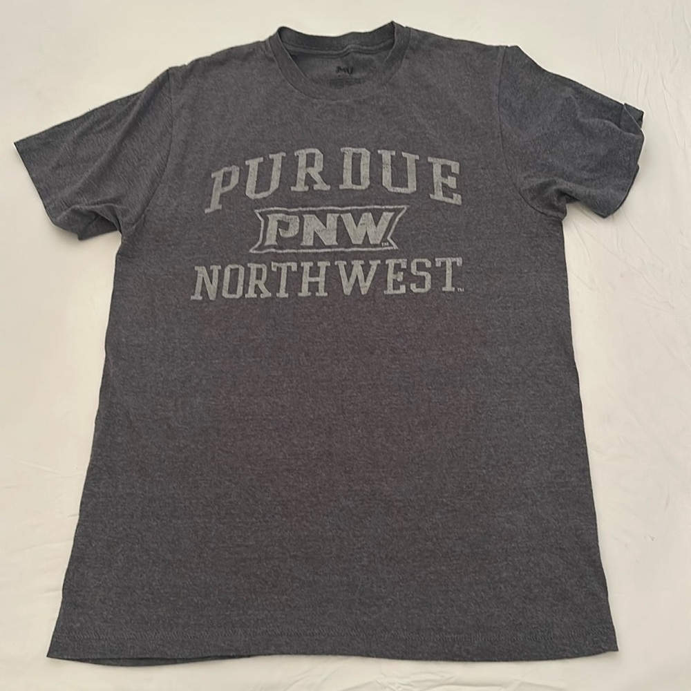 MV Sport Purdue University Northwest gray short sleeve crew neck logo t-shirt